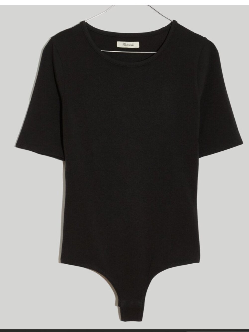 Madewell Crewneck Short-Sleeve Thong Bodysuit Black Small NEW NWT AD022